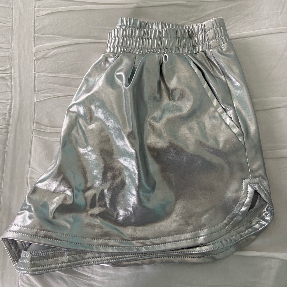 fun silver party shorts! size medium